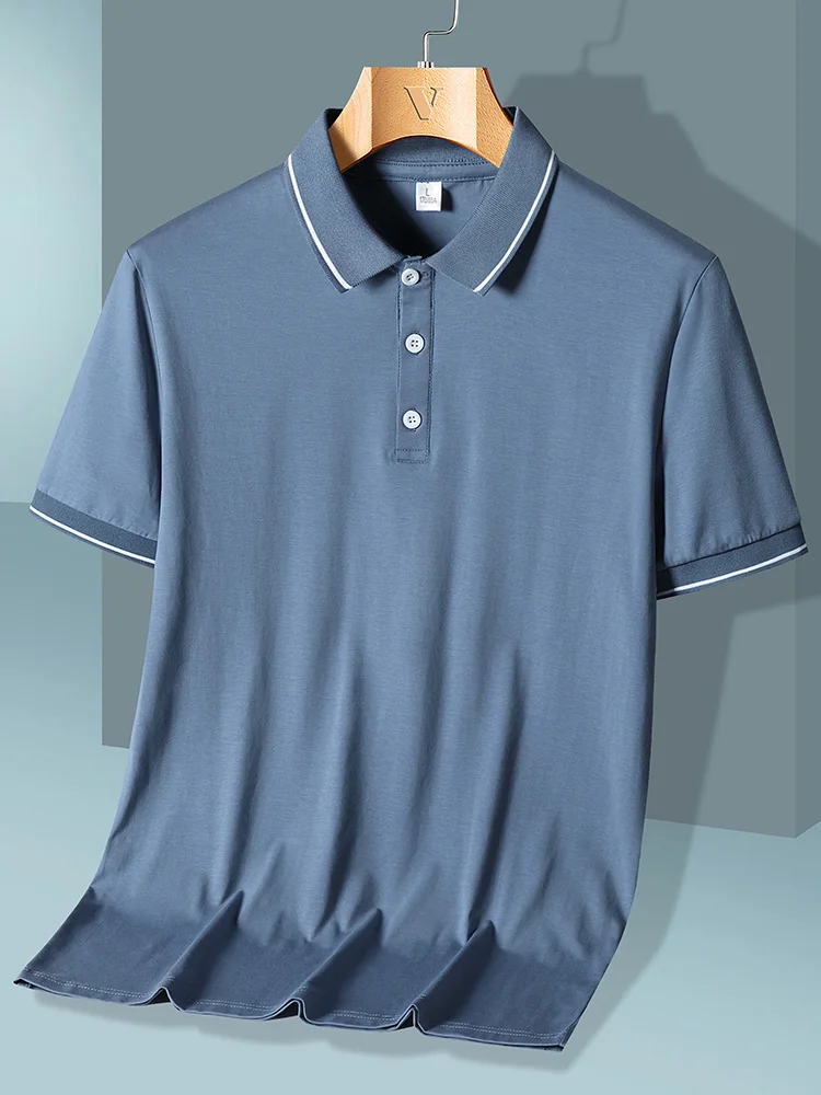 Zomer Ademend Katoen Mannen Polo Shirts Korte Mouw Klassieke Effen Polo