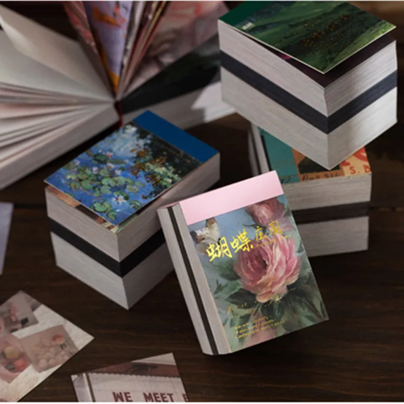 

450 Sheets Memo Pad Sulfuric Acid Paper Mixed Paper Material Book Vintage Collage Junk Journaling Decoration School Stationery