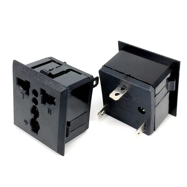 Prise de courant universelle encliquetable à montage sur panneau, prise noire et blanche, US, UK, EU, Euro, AU, 250V, 13A, 1 pièce 1