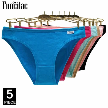 Sexy Briefs for Women Ladies Bikini Cotton Soft Panties Female Underwear Red Lingerie 5 Pcs/set
