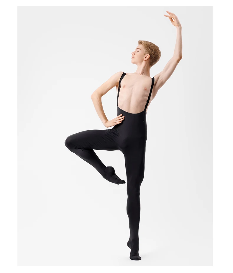 Einteiliger schwarzer Tank-Ganzanzug für Herren, ärmellos, Ganzkörper-Tight-Overall, Tanzkostüm mit Hosenträgern für Fitness – Detail 20