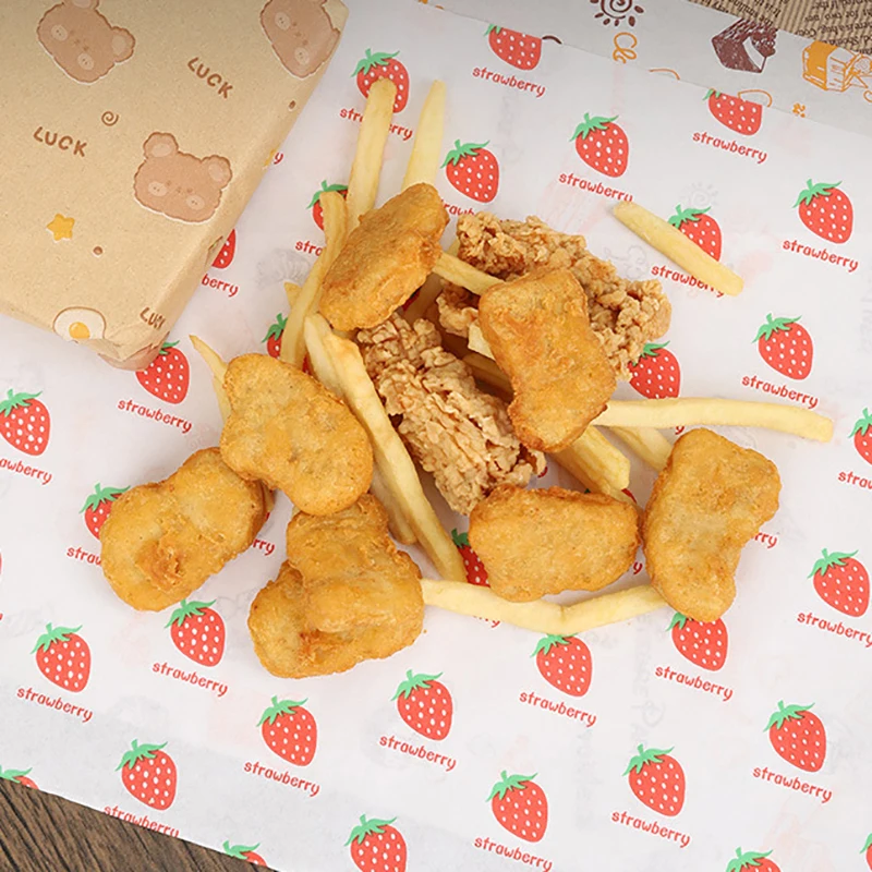 50/100pcs Oil Proof Wax Paper for Food Baking Barbecue Burger Fries Bread Baking Paper Plate Mat supplies