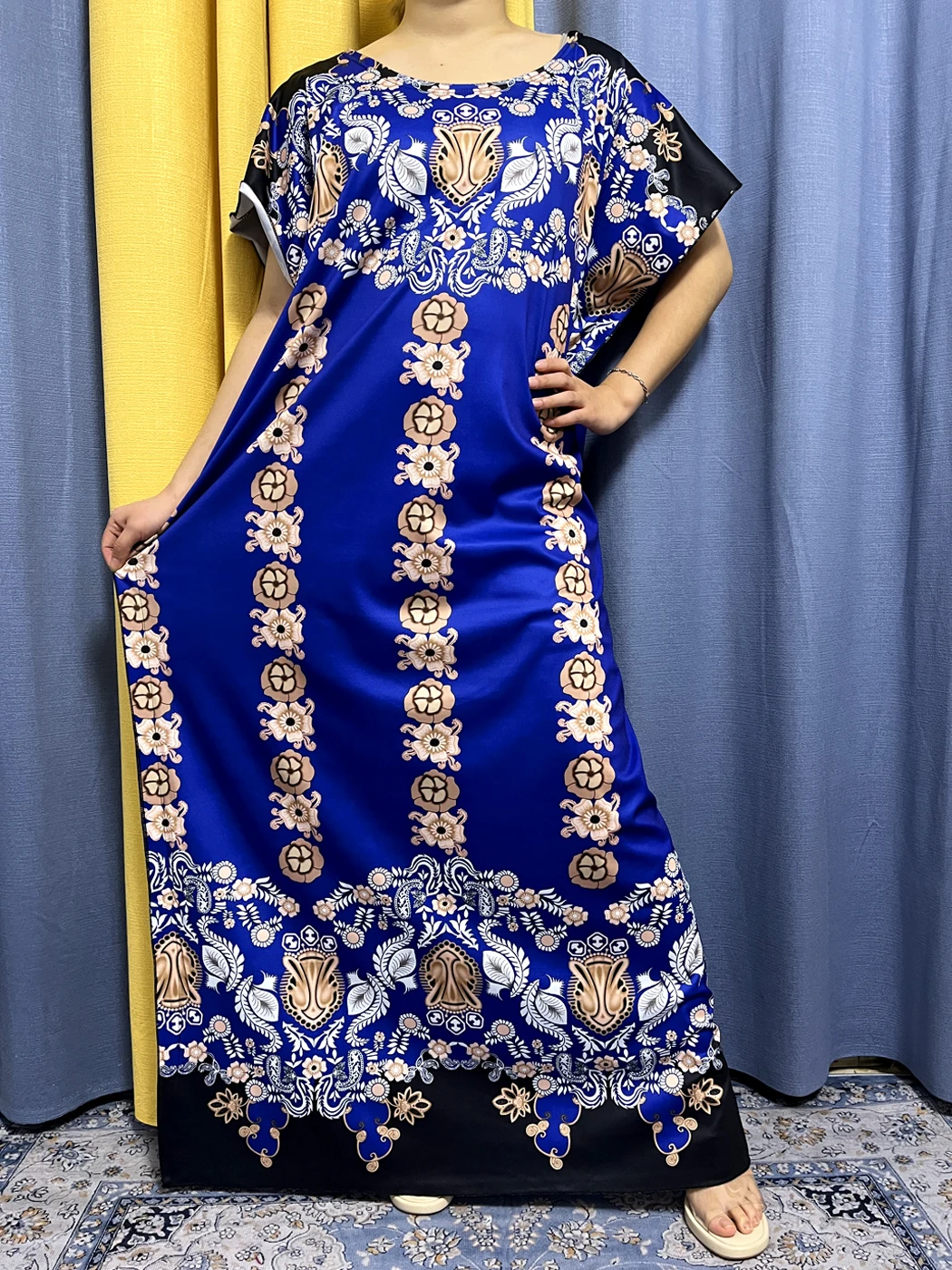 Abayas For Women 2023 New Summer Printed Floral Cotton O-neck Loose Femme Robe Traditional African Woman Dresses Kanga Clothing