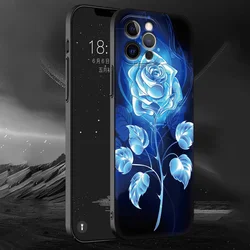 Luxury Blue Rose Flower Silicone Phone Case - iPhone 14 Pro (A14)