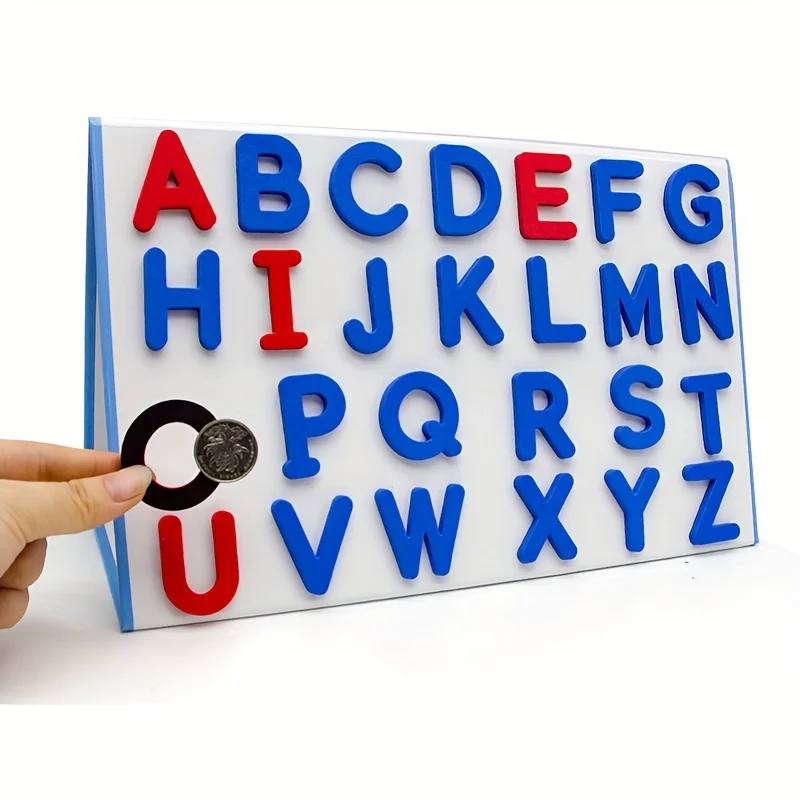 Red & Blue English Letter Magnetic Stickers Number Refrigerator Magnetic Stickers Alphabet Spelling Educational Kids Toys 6