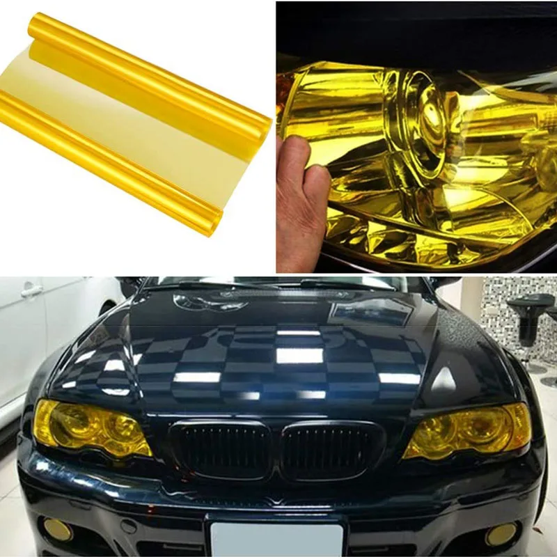 Vinilo Amarillo Para Faros De Coche - Lámina Decorativa De Alta Transmitancia, Fácil De Limpiar Y Retirar