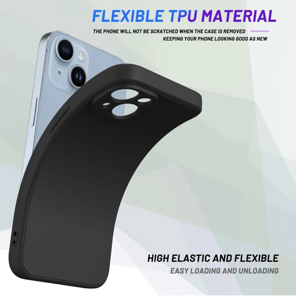 Black Silicone Lanyard Cord Phone Case with Protective Lens Cover