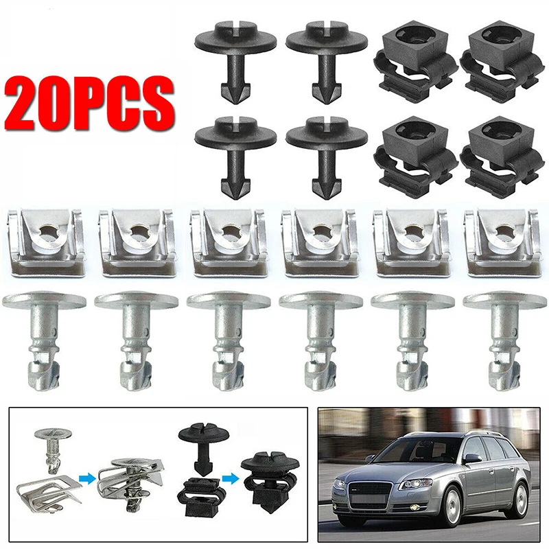 20pcs Undertray Engine Under Cover Fixing Clips Shield Trim Panel Screw Kit For Audi A4 A6 A8 TT Auto Repair 2