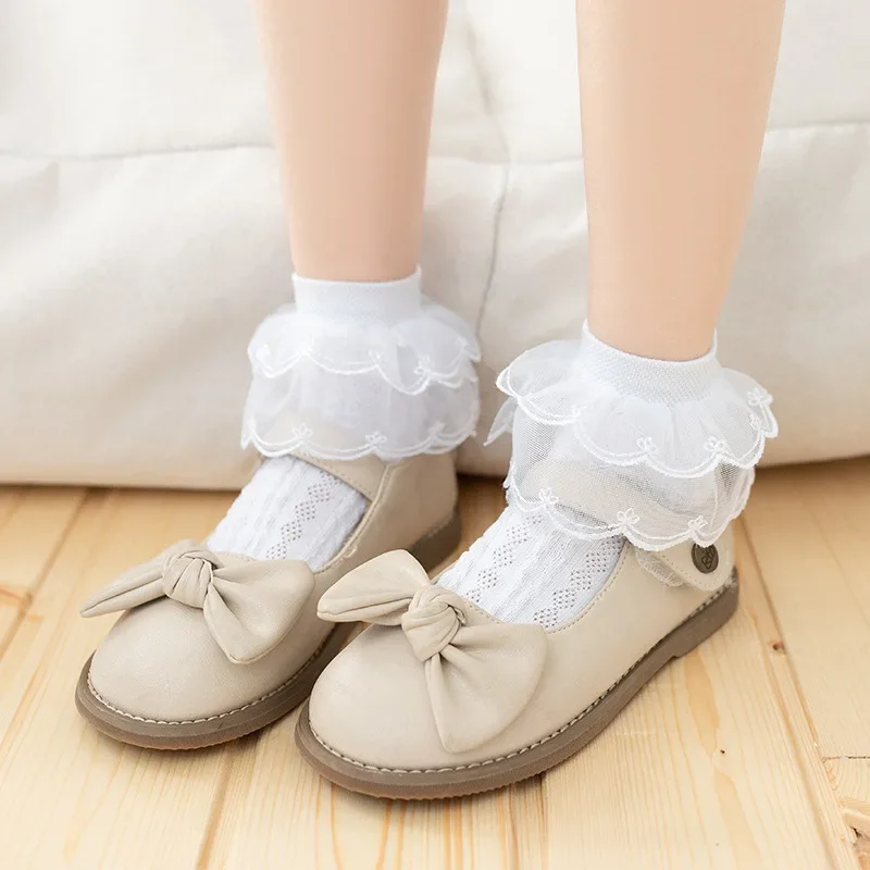 

New Girls Socks With Lace Girls Ankle Socks Cotton Infant Baby Socken Princess Children's Dance Socks For Kids School