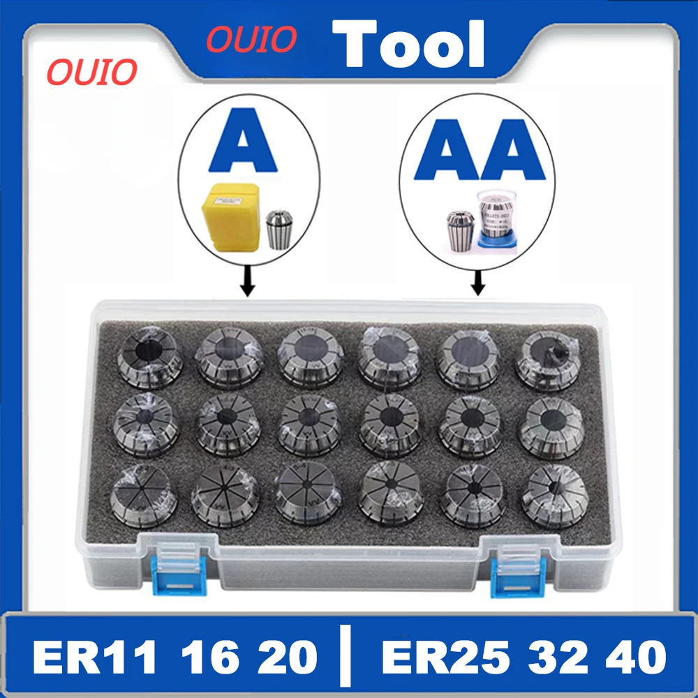 Spring Collet Set ER11 ER16 ER20 ER25 ER32 ER40 Suit Chuck 0.015 0.008mm A AA CNC Milling Tool Holder Engraving