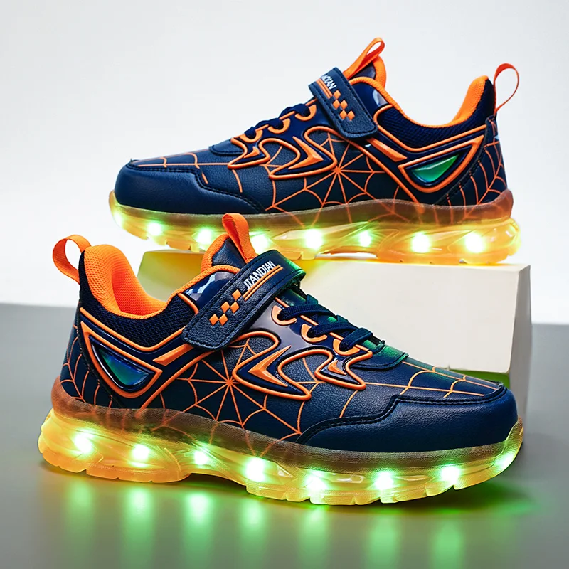 YUNICUS LED Light Shoes Children's Shoes Children's Flyknit Sneakers Boys USB Charging Luminous