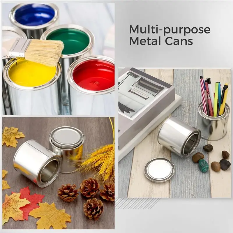 Empty Aluminum Tins 6PCS Metal Paint Cans Unlined With Lids 1/2 Pint Metal Pails For Crafts DIY Project Multipurpose Storage