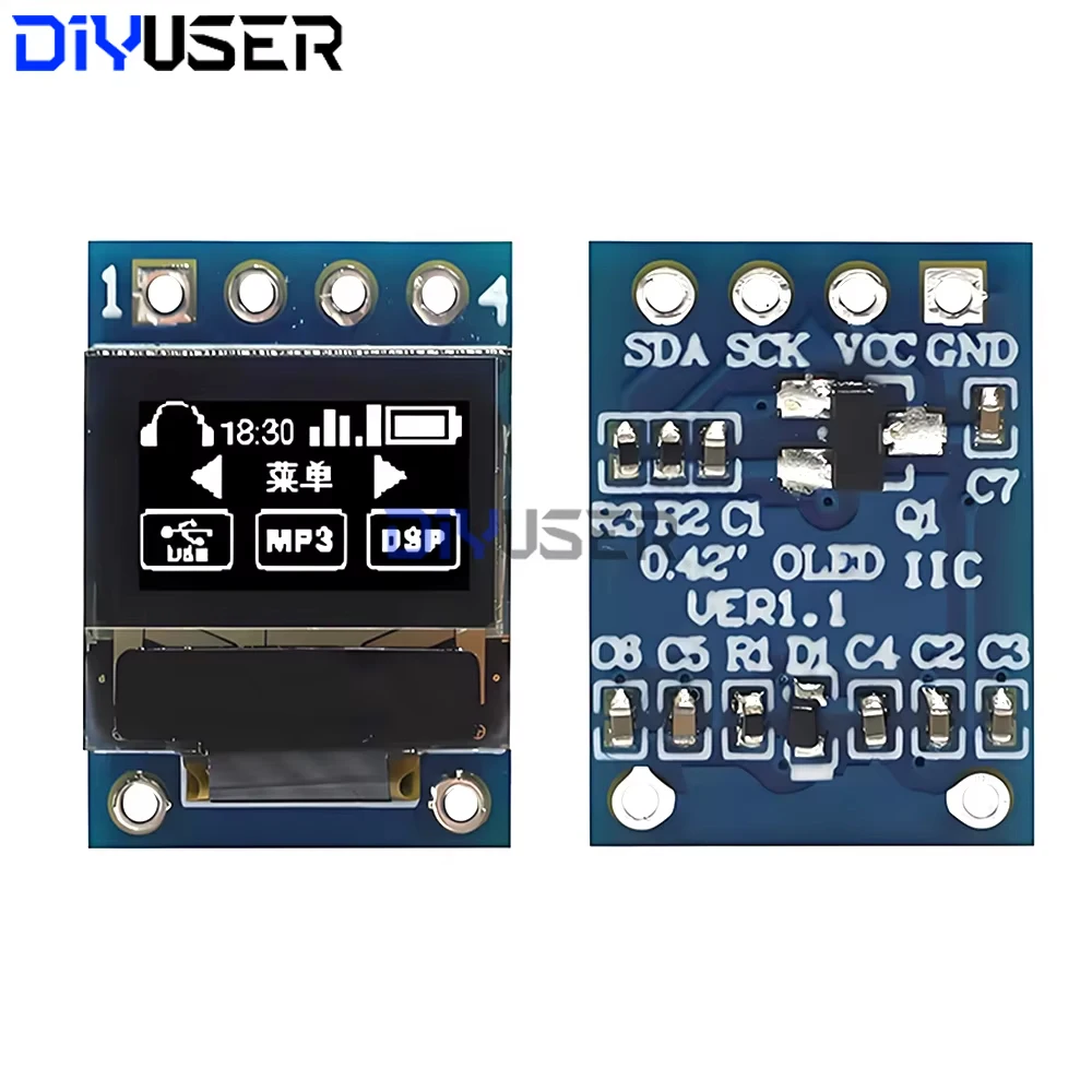 SSD1306 OLED Display 0.42 Inch White 72x40 Pixel I2C SPI Interface Module for Arduino Raspberry Pi DIY Development Board