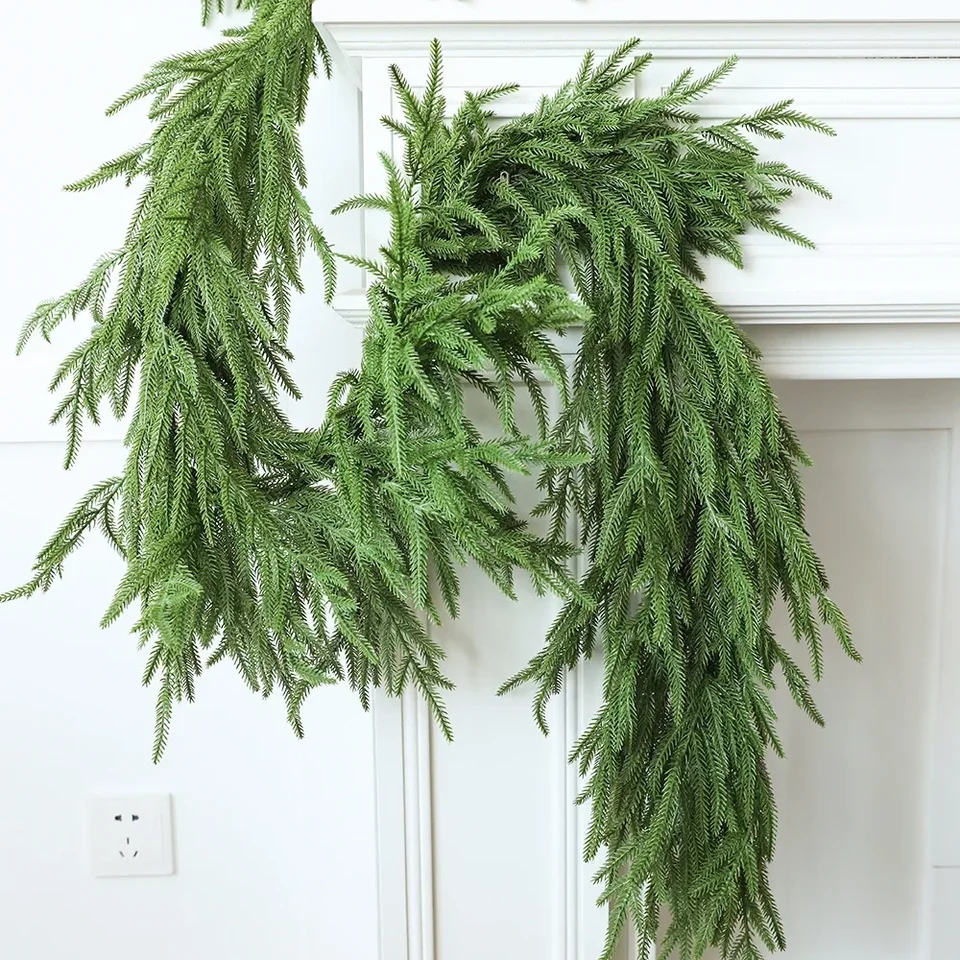 Ghirlanda natalizia da 150 cm in rattan, ve artificiale, ghirlanda floreale appesa, decorazioni natalizie per la casa, decorazione per porta del camino di Natale  15