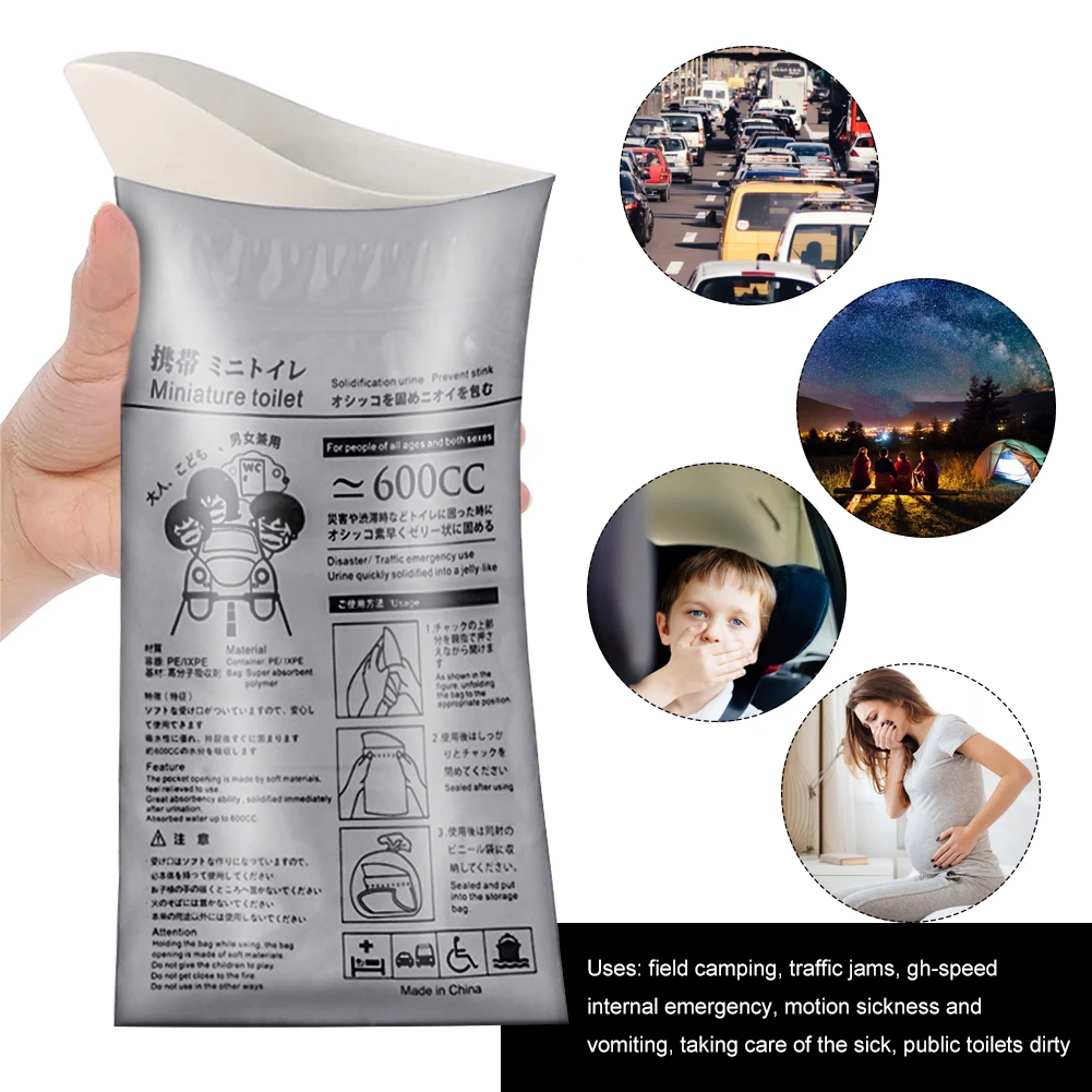 4Pcs Urinate Bags Disposable Mini Mobile Toilet Portable 600ML for Men Women Children Patient