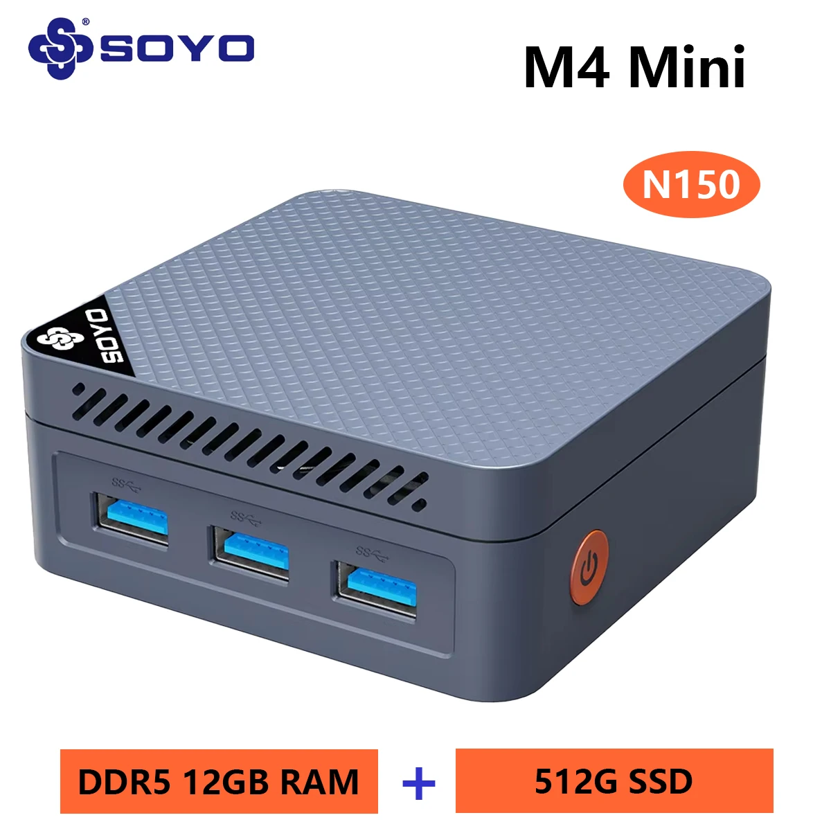 SOYO mini pc M4 MINI Intel N150 12GB RAM LPDDR5 512GB SSD Win11 Pro WiFi 5 BT5.2 Ultra Compact Desktop PC Compact Design Ultra Performance High Speed Storage Wireless Connectivity