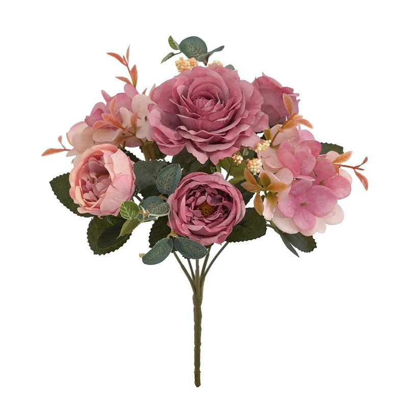 Vintage Silk Rose and Peony Bouquet for Wedding and Home Decor