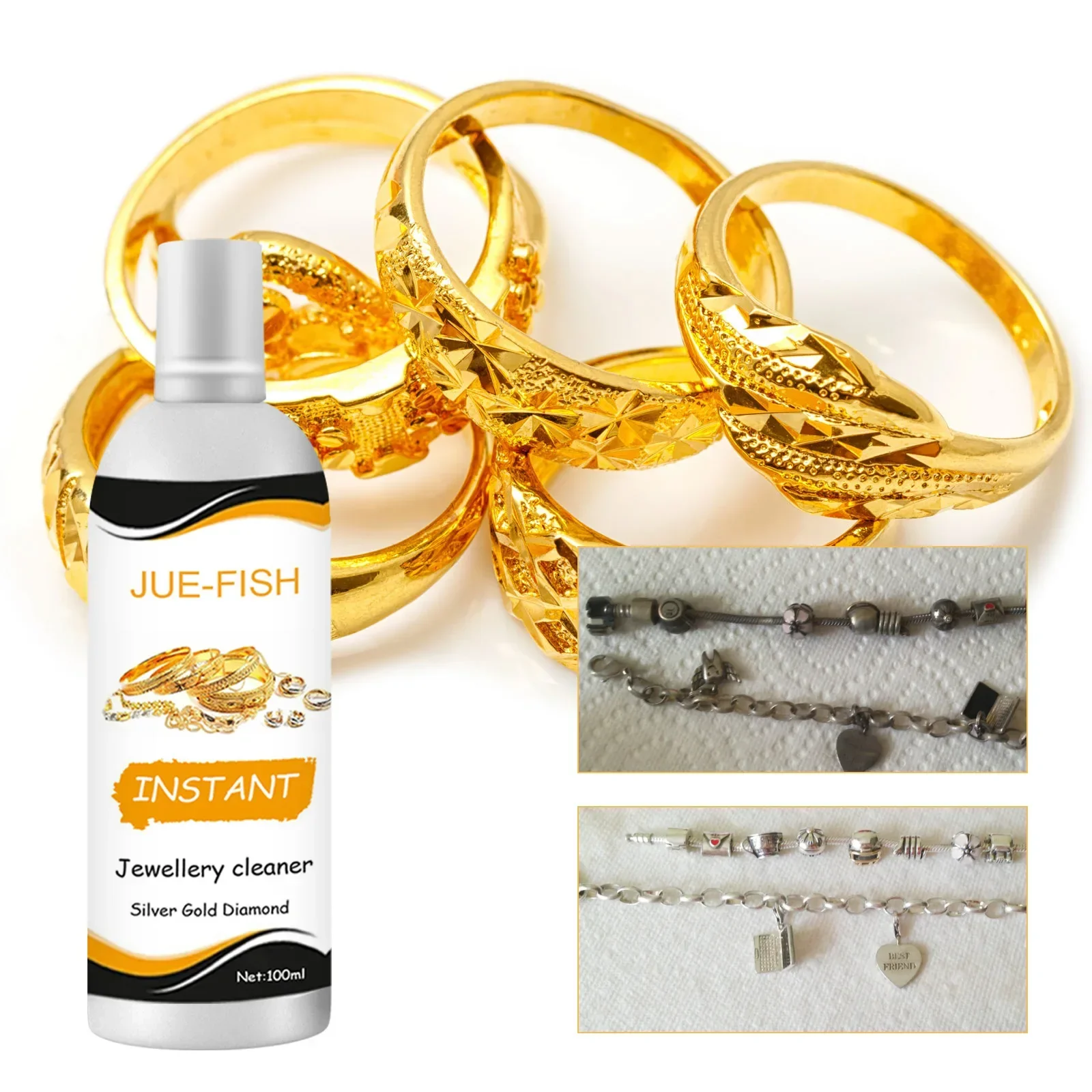100g Jewelry Cleaner Liquid Silver Gold Polish Deep Cleaner Remover Stain Multifunction Maintenance Jewelry Rust Remover