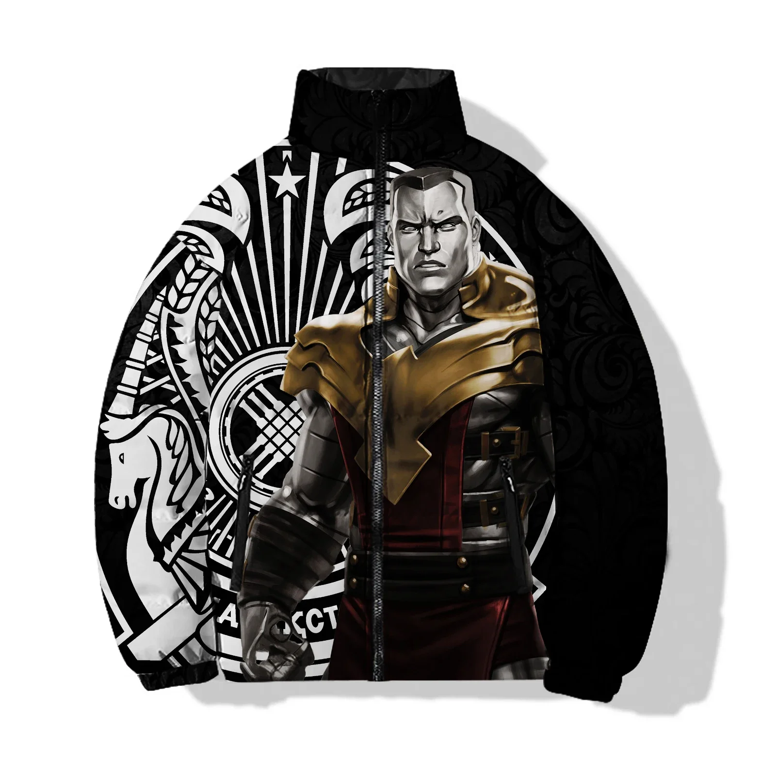 thumbnail image 1 of Abrigos de invierno para hombre, parkas, deportes de ocio, chaquetas acolchadas para hombre, estampado personalizado de calavera de guerrero, abrigo cómodo y cálido para hombre, 1 of 5