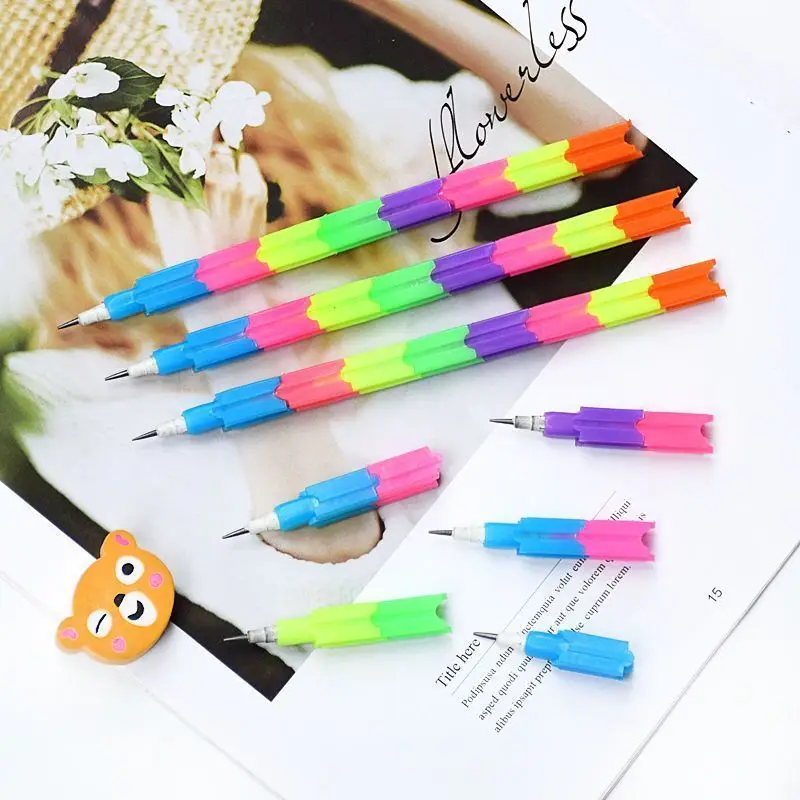 

4pcs Assembly Writing Pencil for School Rainbow Pencil Korean School Supplies Cute Stationery