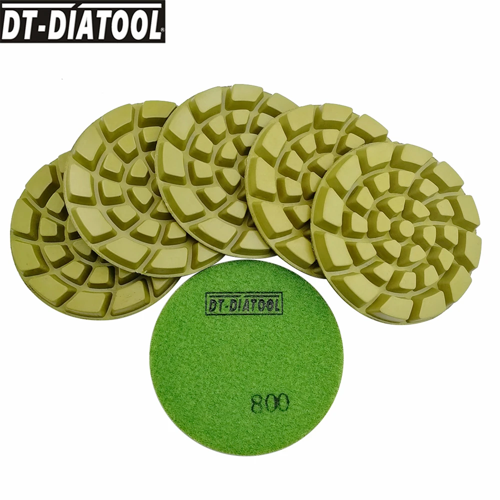 

DT-DIATOOL 6pieces 4inch/100mm Resin Bond Diamond Concrete Sanding Discs Grit 800 Thickened Polishing Pads with thickness 10.5mm