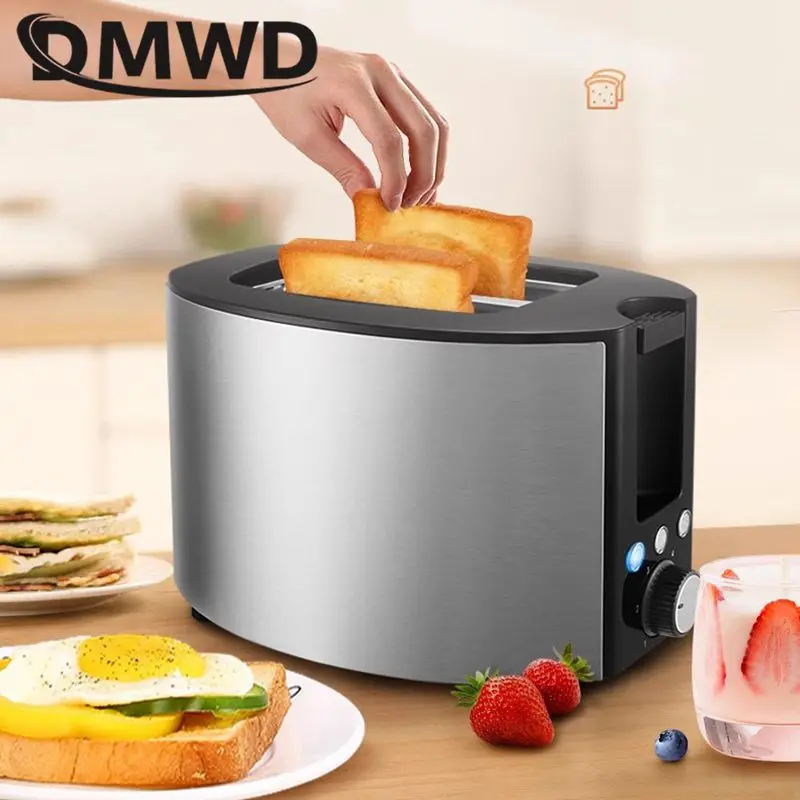 Electric Toaster Machine Stainless Steel Bread Toaster Sandwich Waffle Oven with Widened Bake Slot and Crumb Tray