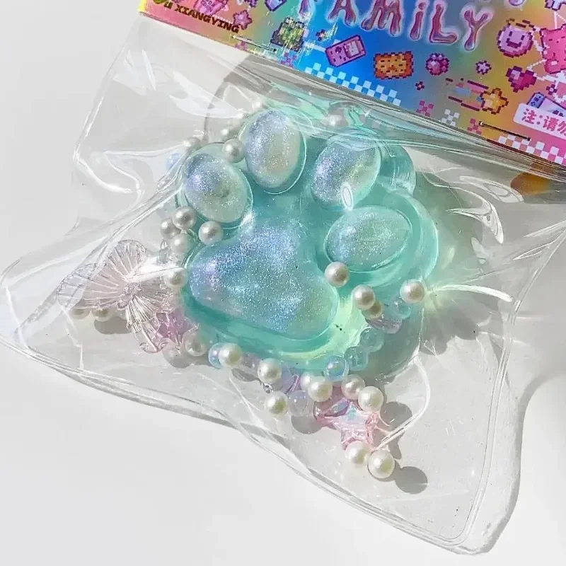 Cat Paw Pinch Toy Blingbling Slow Rebound Stress Relief Toys Transparent Cube Squeeze Toy Gift Sticky Stress Relief Relax Toys 4