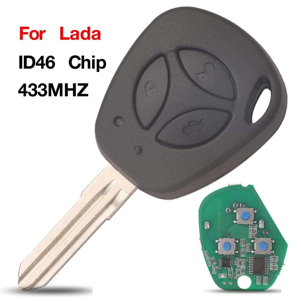 

jingyuqin 3 Buttons 433MHZ ID46 Chip Smart Remote Car Key Fob For Lada Granta Priora Vesta X-Ray XRay Sedan Sport Kalina