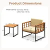 3 Pieces Patio Chair Set, Acacia Wood Outdoor Sofa Set with Metal Support, Soft Seat & Back Cushions Included, Cushions 5