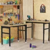 60'' Adjustable Workbench, Metal Work Bench Table with Wheels and Power Outlet, Rolling Workbench with Drawers, Large Load Capac 1