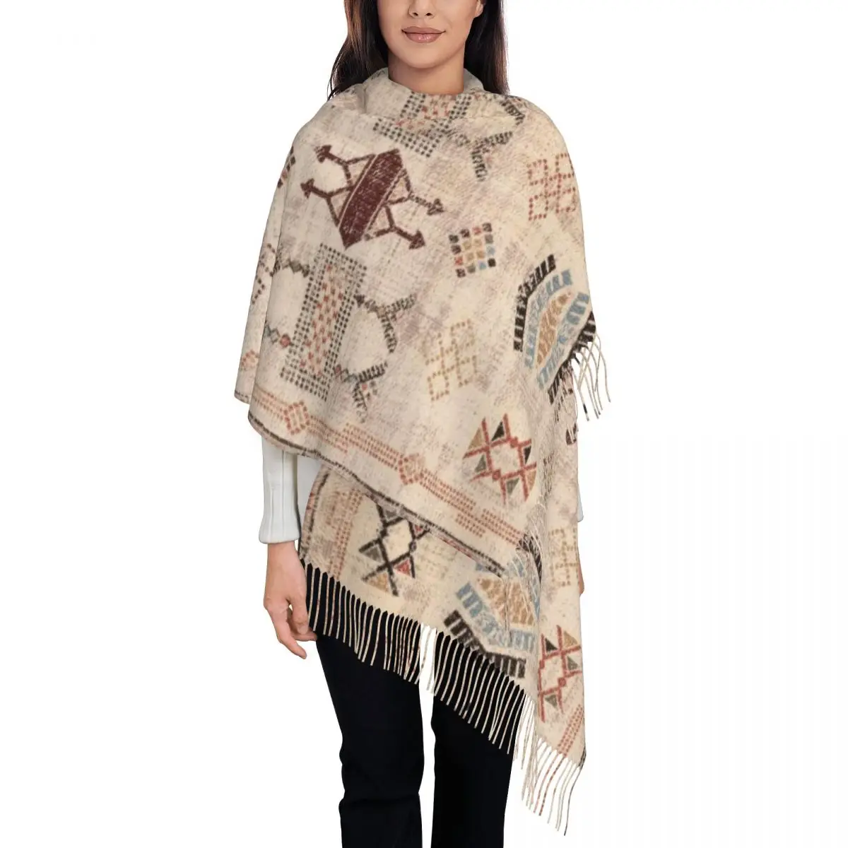 

Customized Print Moroccan Traditional Carpet Arwtork Scarf Men Women Winter Warm Scarves Antique Bohemian Shawl Wrap