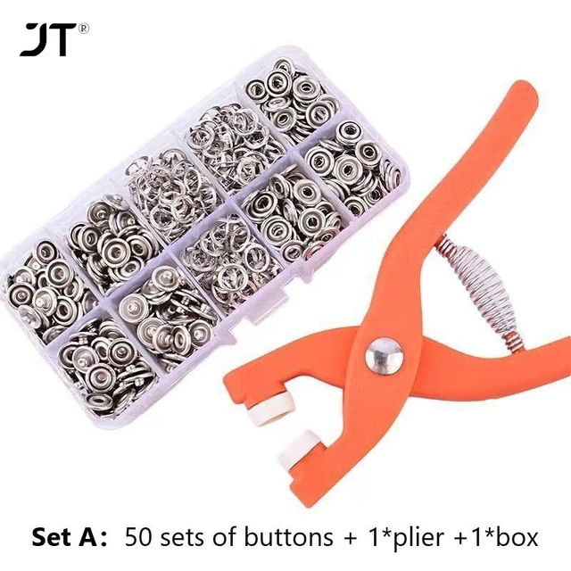 200pcs Snap Button Kit with Pliers Metal Press Studs Tool Kit Stainless  Steel Snap Fastener Kit Accessory for DIY Crafts Clothes - AliExpress