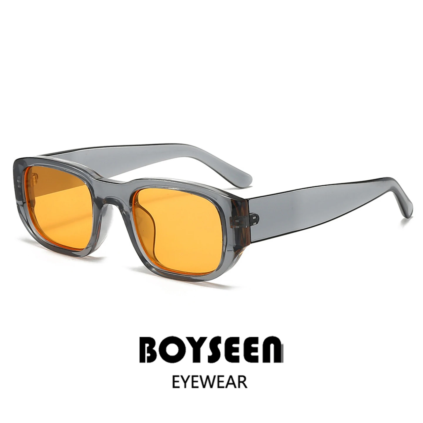 BOYSEEN Rechteckige orangefarbene Sonnenbrille Strandsonnenbrille Herren-Sonnenbrille im Hip-Hop-Stil