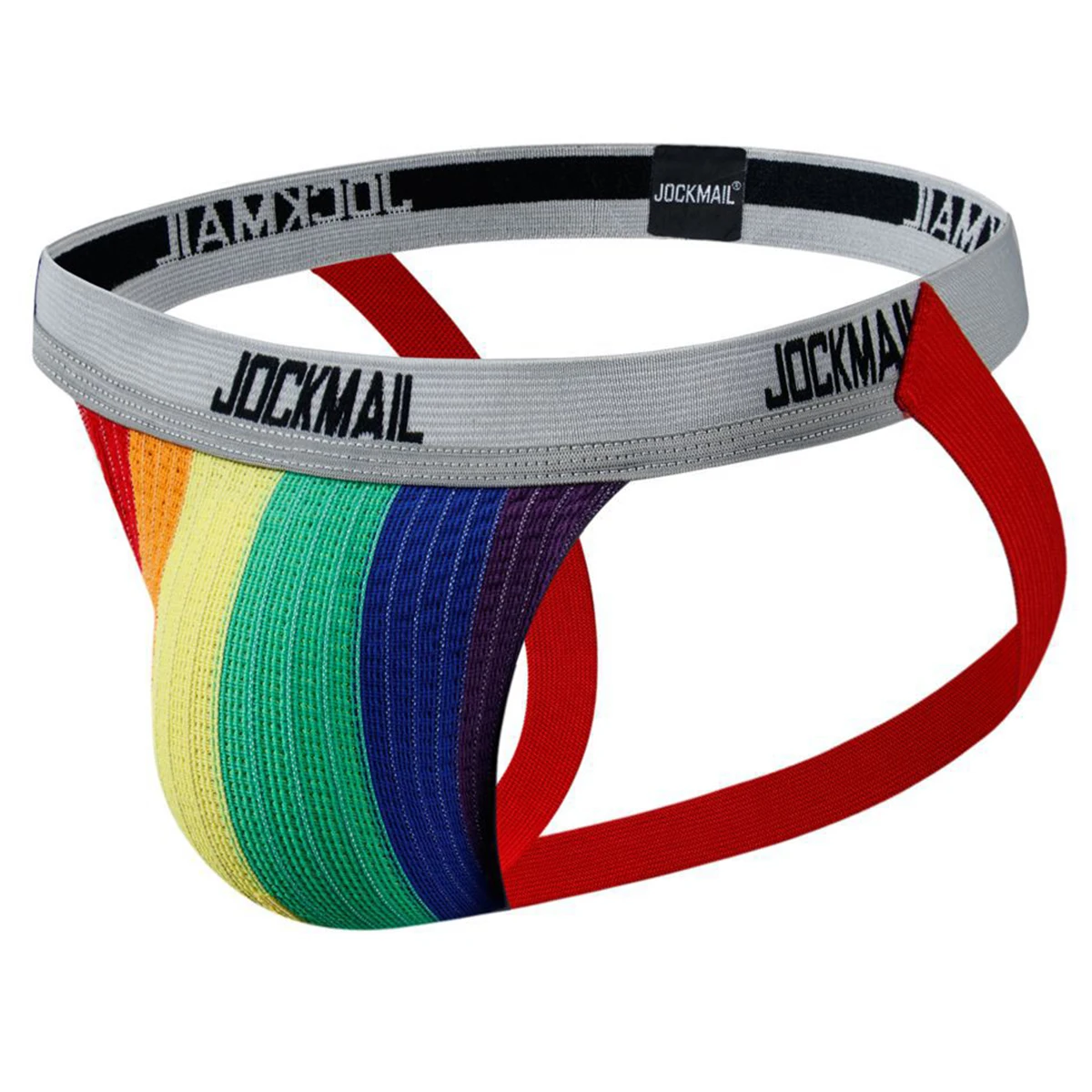 

Sexy Men's Double Ding G Strings Underwear Jockstrap String Homme Tanga Cockring Cueca Masculinas Rainbow Slip Breathable Briefs
