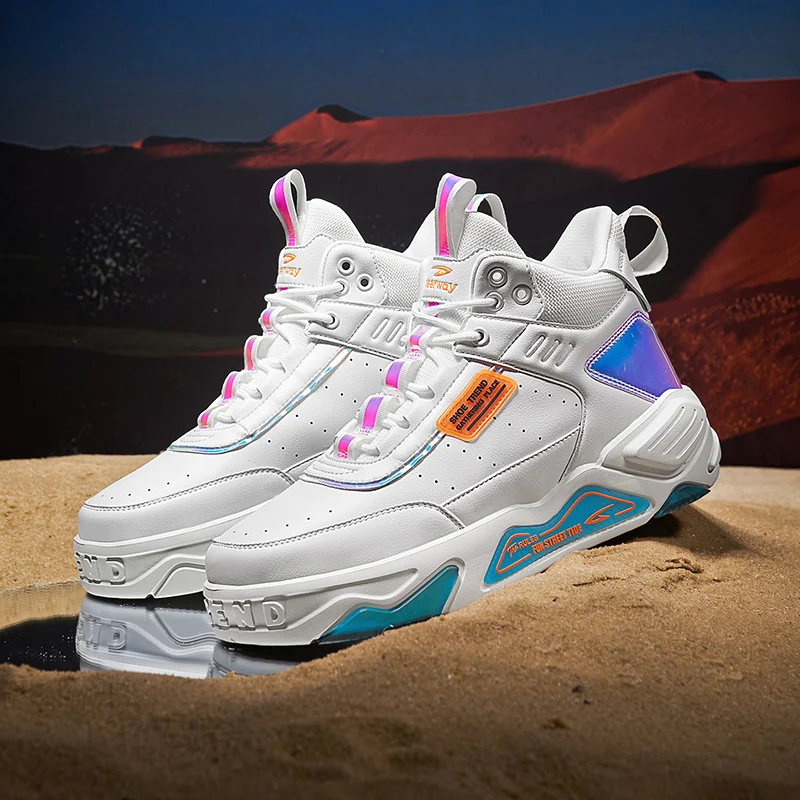 

Men Casual Shoes Spring Tide High Quality Non-slip Sneakers Man 2023 New Fashion High-top Breathable Mixed Color Couple of Shoes