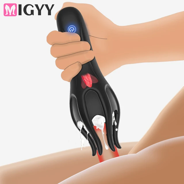 Männlicher Masturbator Vibrator Penis Massagegerät Eichel Exerciser Dauerhafte Verzögerung Ausdauer Vibrierender Trainer Automatisches Oralsexspielzeug Männer 1