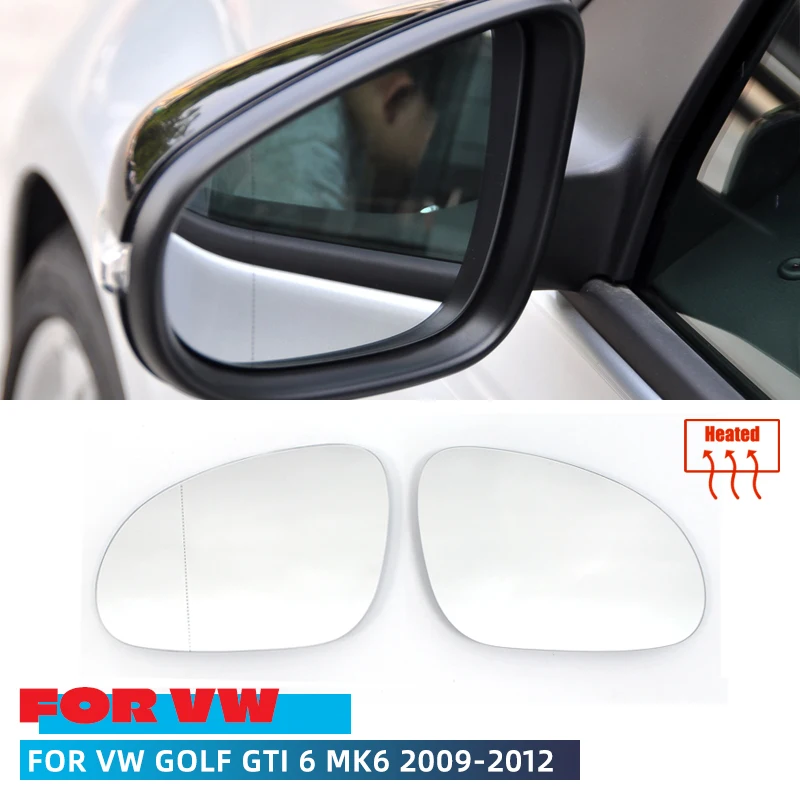 

Боковое зеркало заднего вида с подогревом для VW Golf 6 MK6 2009-2013, стеклянная рамка для стайлинга автомобиля, крышка, зеркальный корпус, аксессуары