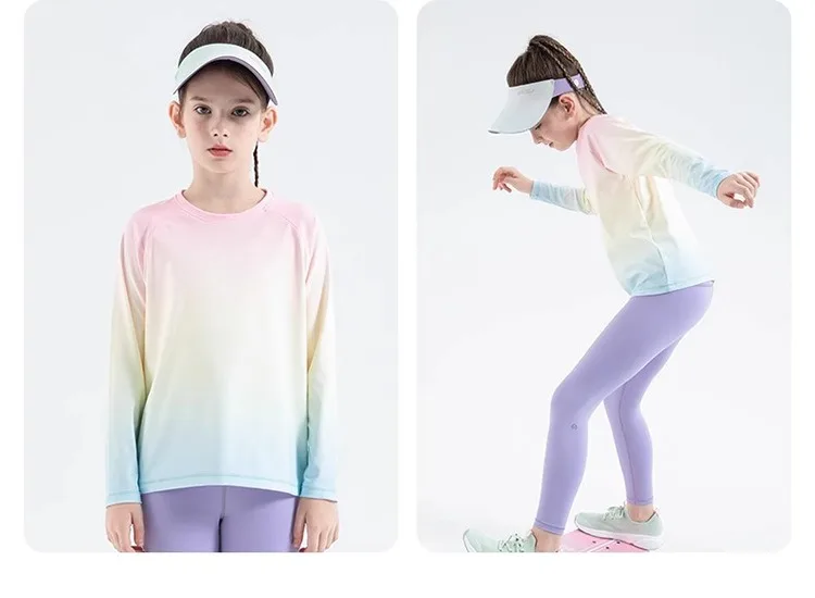 Children's Yoga Shirts Long Sleeve Boys Girls Sports Tops Gradient Loose Kids Sportswear Gym Tees Quick-dry T-shirts For Fitness 22 S3a51c3fb101347999b83b04df80574888