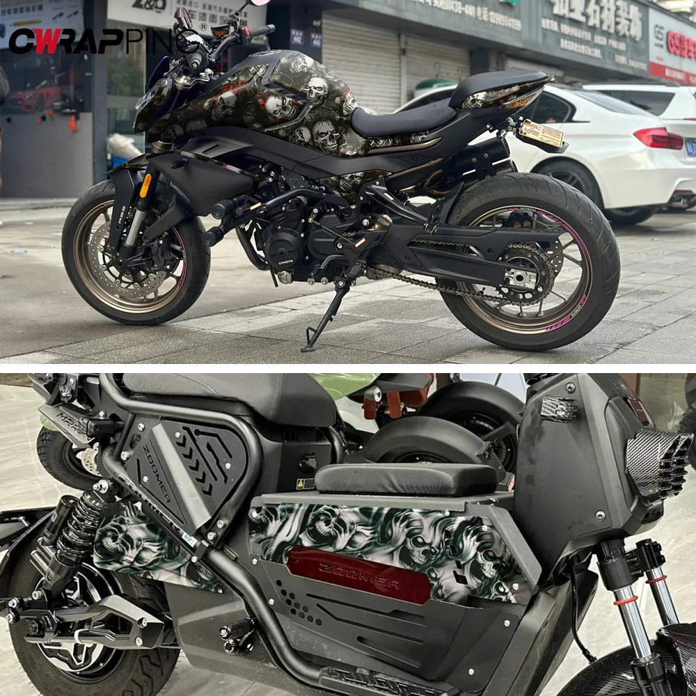 Car Sticker Skull Cartoon Printed Adhesive Vinyl for Car Body Film Camo Motorcycle Modification Films Wrap Vinyl Car Accessories