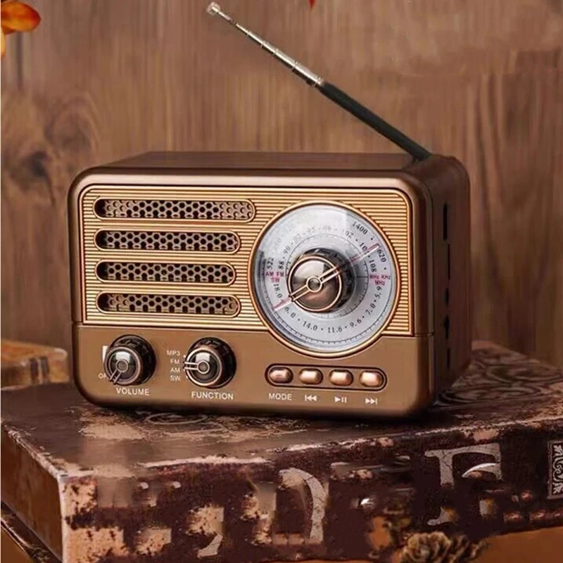 Radio Portatil Am Fm Vintage Retro Bluetooth Aux Linterna