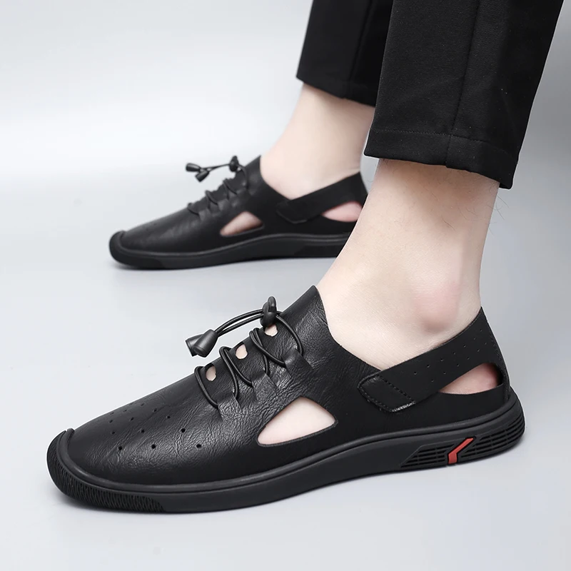 2024 Summer Leather Classic Roman Slipper Outdoor Sneaker Beach Rubber Flip Flops Men Water Trekking Sandals_voghion.com
