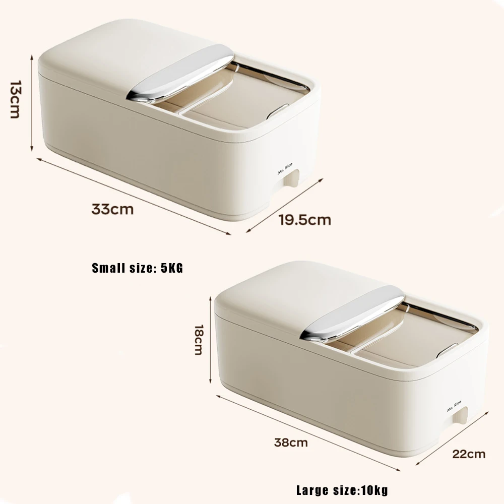 10KG Rice Storage Box Home with Lid Insect Proof Moisture Proof Rice Box Grain Sealed Jar Kitchen Container Storing Dry Grain 6