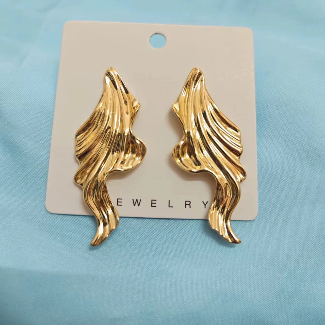 Lange Quaste Textur UV Goldene Tropfen Ohrringe für Frauen Einfache Vielseitige Persönlichkeit Übertrieben Glatte Kreative Schmuck Mädchen Geschenk – Detail 10