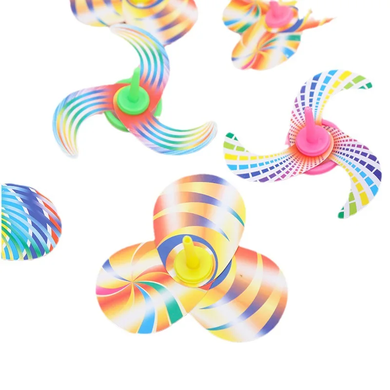 5PCS Mini Colorful Gyro DIY Paper Card Assembled Spinning Top Toys Novelty Creative Kids Education Montessori Desktop Game