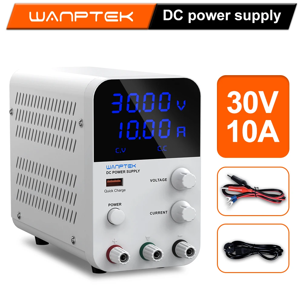 

Wanptek adjustable DC power supply 30V 10A LED digital laboratory bench power supply regulated switching power supply 60v 5a