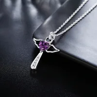 Collier avec pendentifs en forme de croix d'ange en argent Sterling 925 pour femmes, bijoux de luxe pour fête de mariage, cadeaux de noël 4