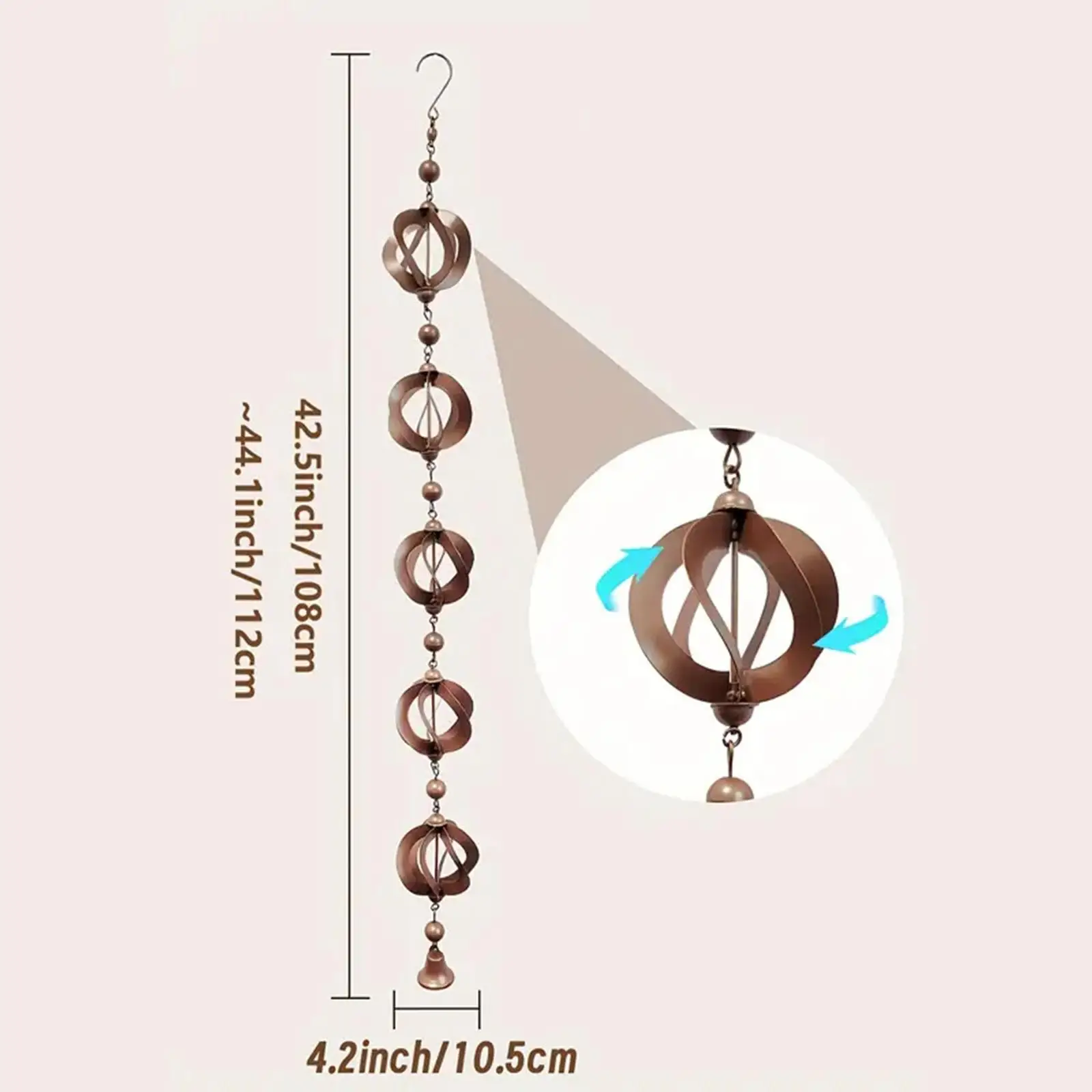 Rain Chains for Gutters Outdoor Hanging Rain Collector Cups Drainage 112cm Length Display Gazebos Awnings Backyard Roofs