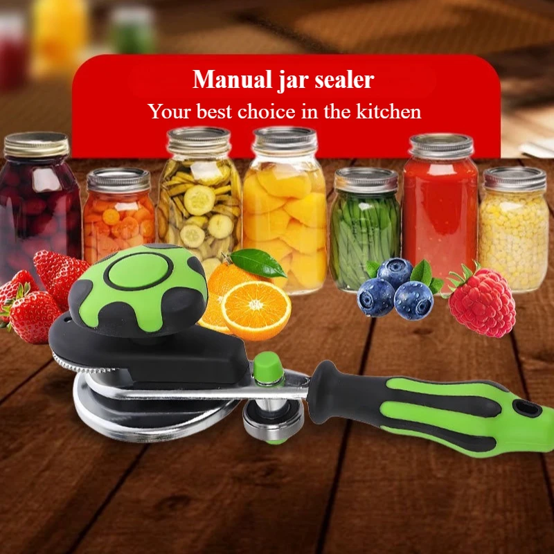 Manual Can Seamer for Home Kitchen - Effortless Jar Sealing Tool for Pickling Food Storage Compatible with Glass/Plastic Jars