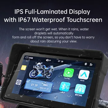 Schermo Display Moto con Carplay, Navigatore Digitale Portatile, Cruscotto Android Auto Impermeabile, Monitor BT per Motocicletta