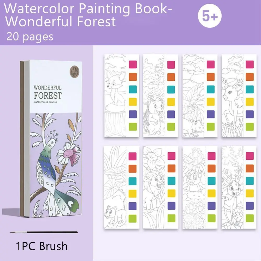 Watercolor Book Set Instructional Watercolor Book For Kids 20 Pages  Watercolor Paint Book Watercolor Book With Brush Palette - AliExpress